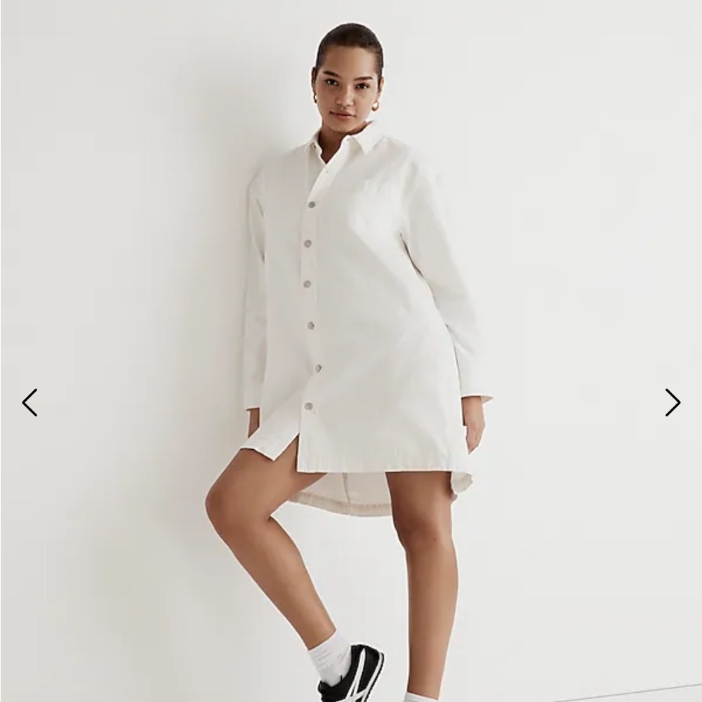 Madewell denim oversized shirt dress - tile white